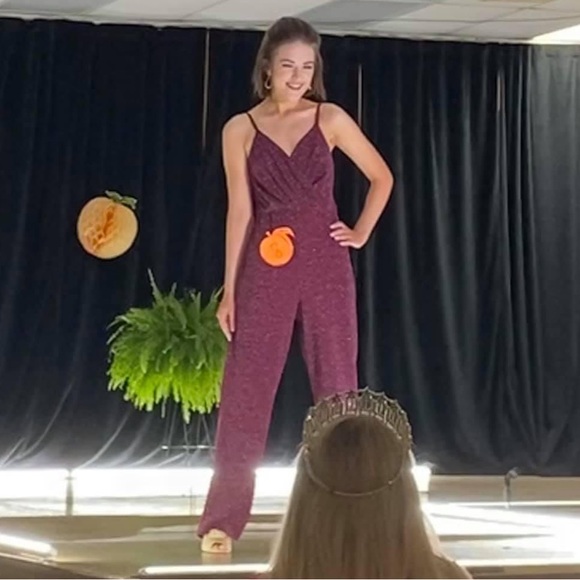 Burgundy Glitter Jumpsuit - Picture 3 of 6